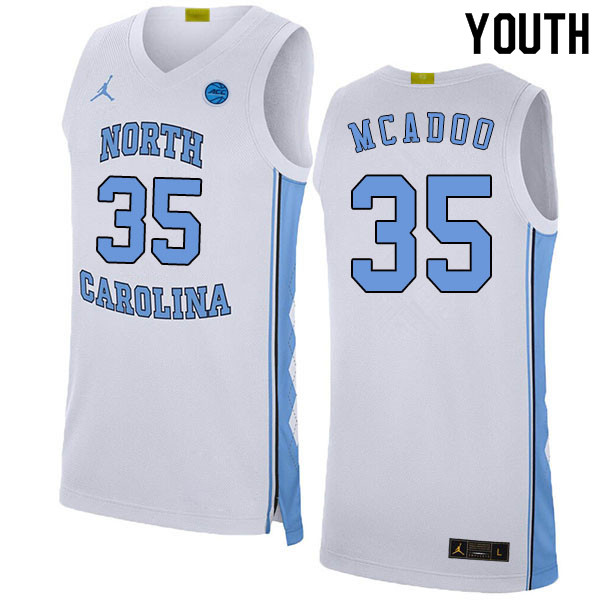 2020 Youth #35 Ryan McAdoo North Carolina Tar Heels College Basketball Jerseys Sale-White - Click Image to Close